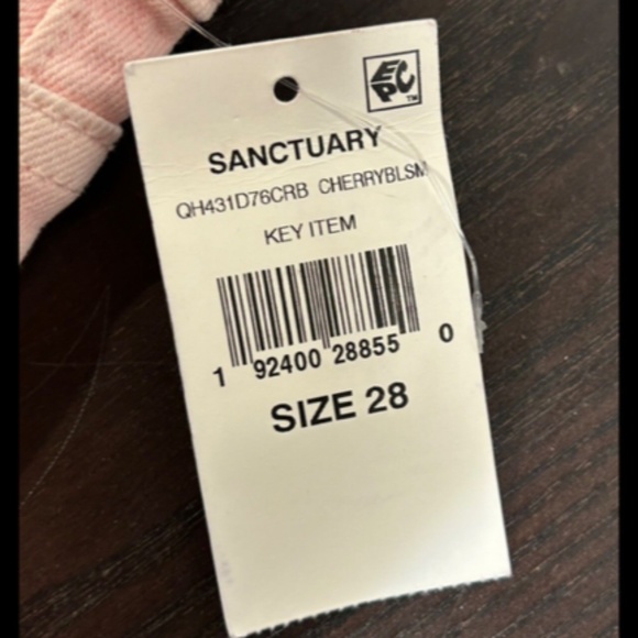 Sanctuary Cherry Blossom Midi Slit Distressed Denim Shorts Pink Size 28 - Picture 11 of 16